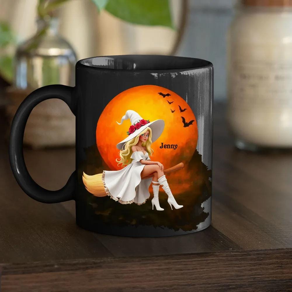 Brewing Up A Wicked Spell Mug, Personalized Witch Coffee Mug, Spooky Halloween Mug, Witchy Gift for Women, Custom Fall Drinkware