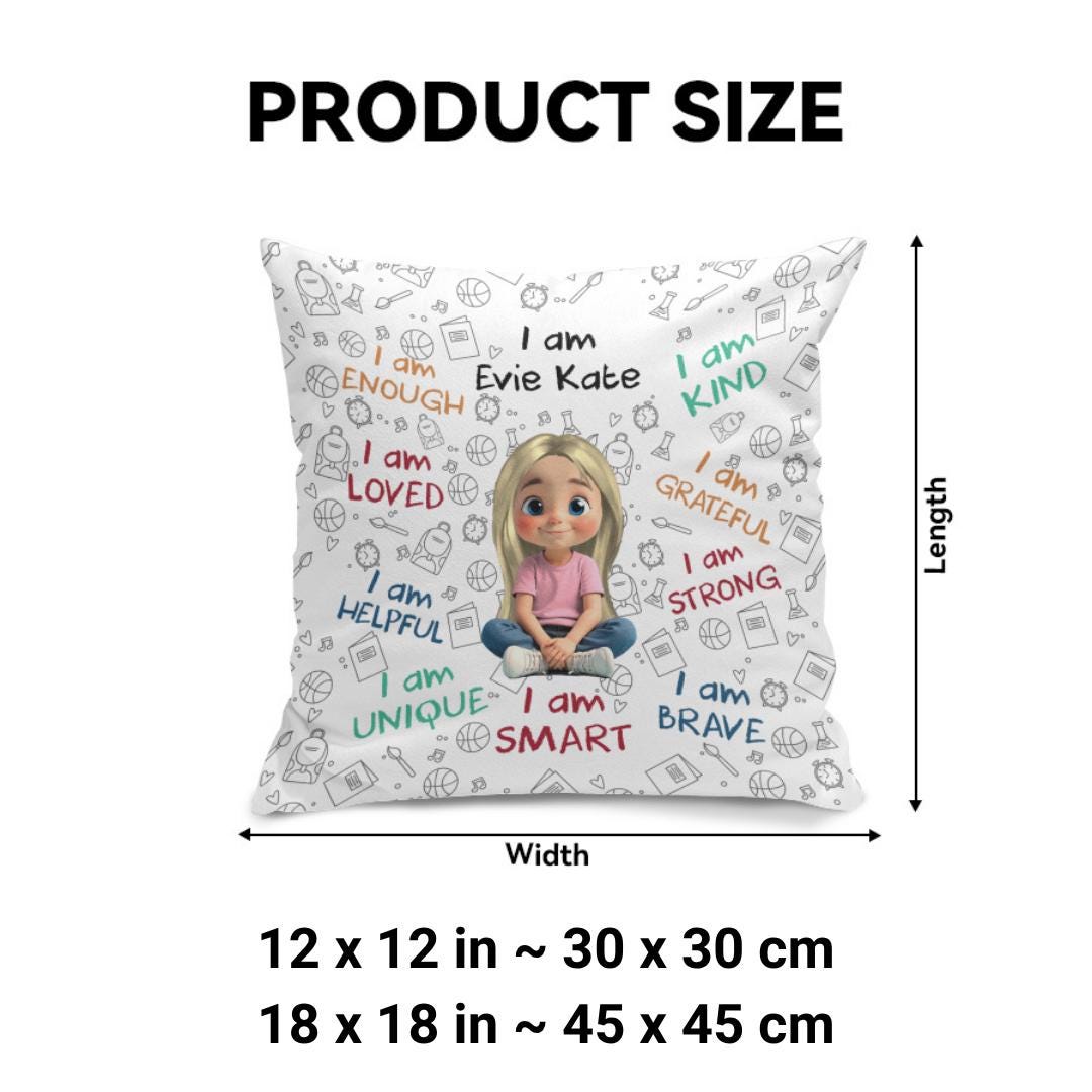 I Am Brave, Kind, Confident - Empowering Pillow for Young Girls, Personalized Custom Pillow, Christmas Gift For Daughters And Young Girls