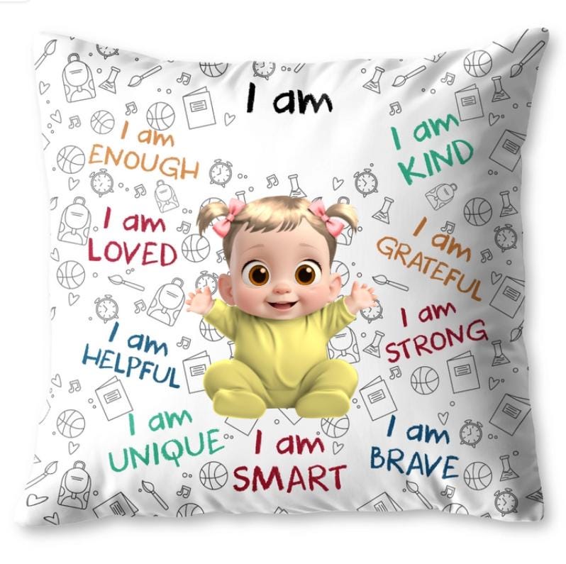 I Am Brave, Kind, Confident - Empowering Pillow for Young Girls, Personalized Custom Pillow, Christmas Gift For Daughters And Young Girls