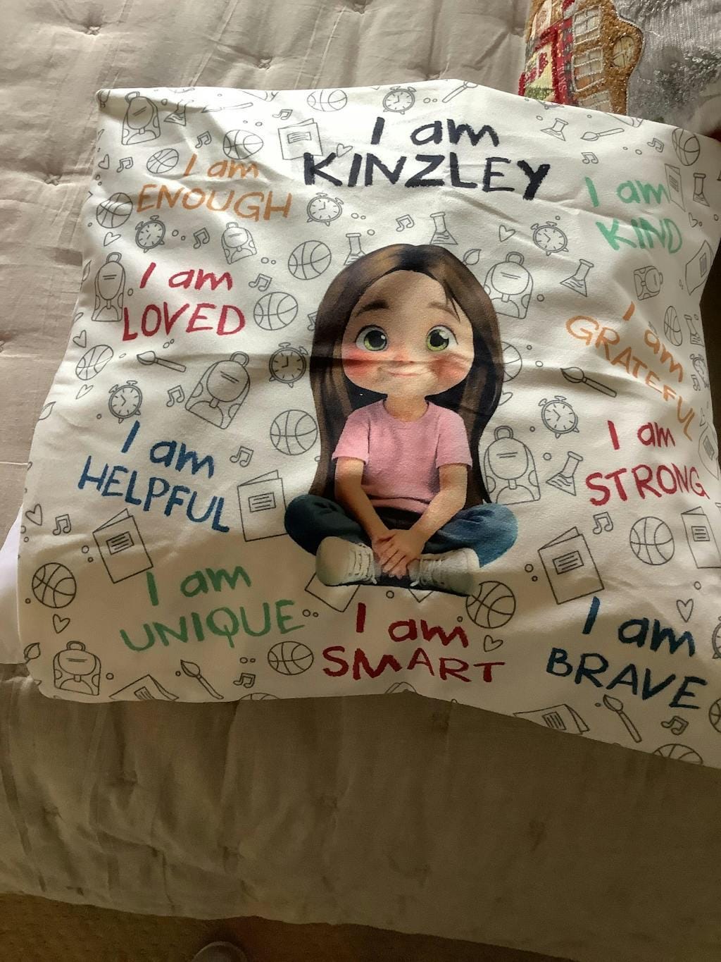 I Am Brave, Kind, Confident - Empowering Pillow for Young Girls, Personalized Custom Pillow, Christmas Gift For Daughters And Young Girls
