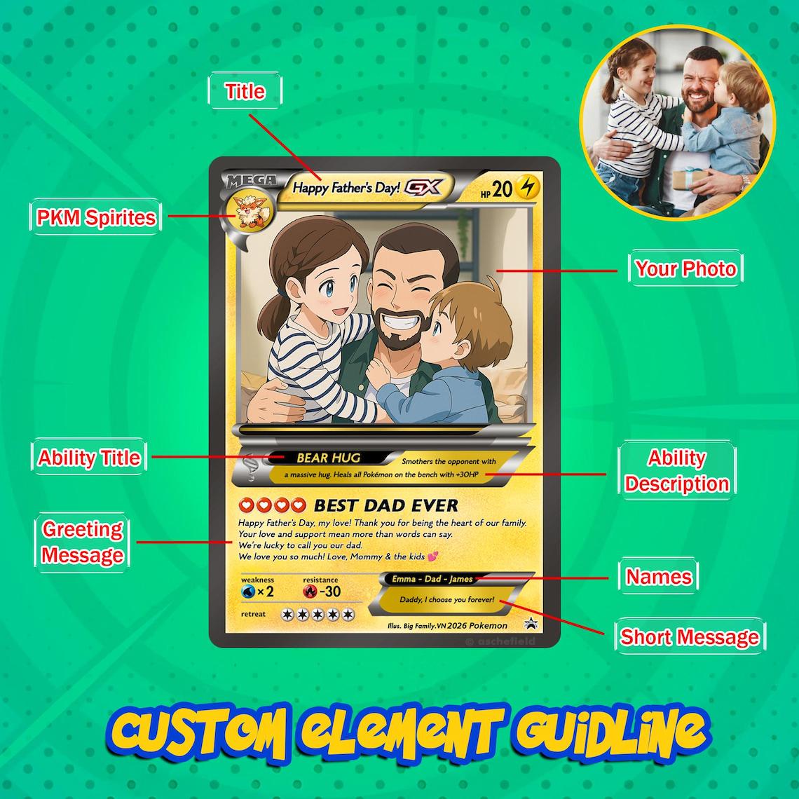 Personalized Father’s Day Card, Custom Dad Gift, Anime Photo Card, Best Dad Ever Gift, Family Keepsake, Unique Gift for Dad