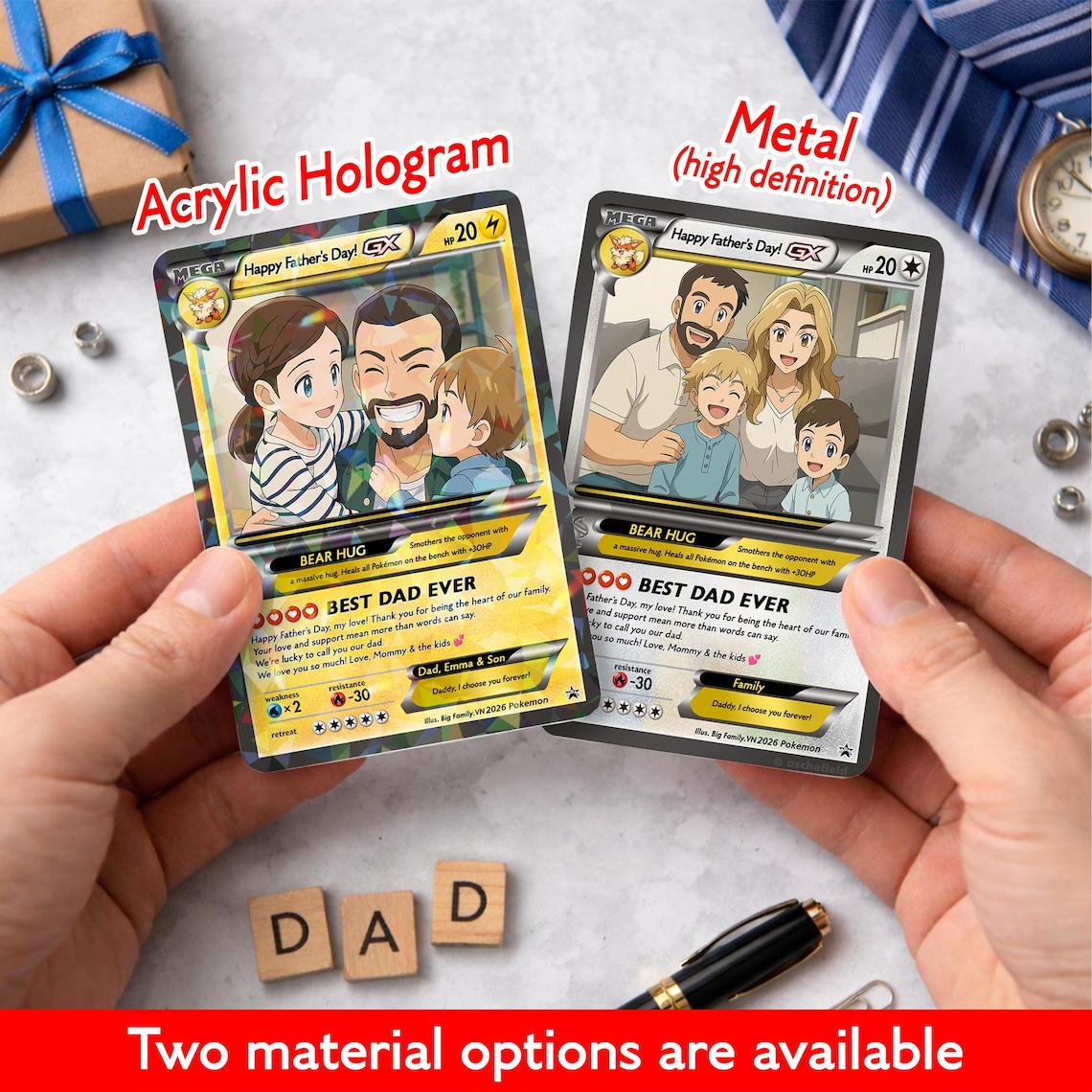 Personalized Father’s Day Card, Custom Dad Gift, Anime Photo Card, Best Dad Ever Gift, Family Keepsake, Unique Gift for Dad