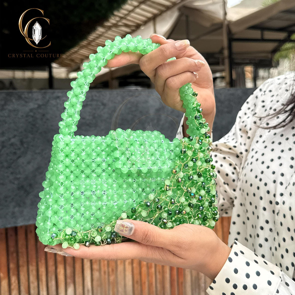 Mint Green Glass Crystal Beaded Handbag Luxury Evening Purse Elegant Wedding Party Statement Accessory