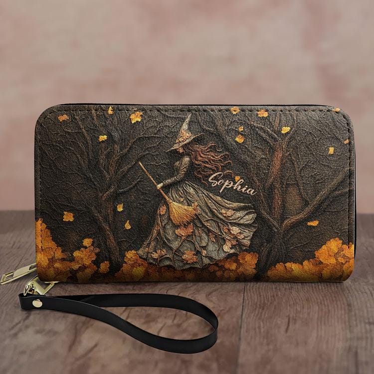 Personalized Witch Bag & Wallet Set, Custom Gothic Witch Purse and Leather Wallet, Witch Halloween Gift for Women, Spooky Fall Accessories