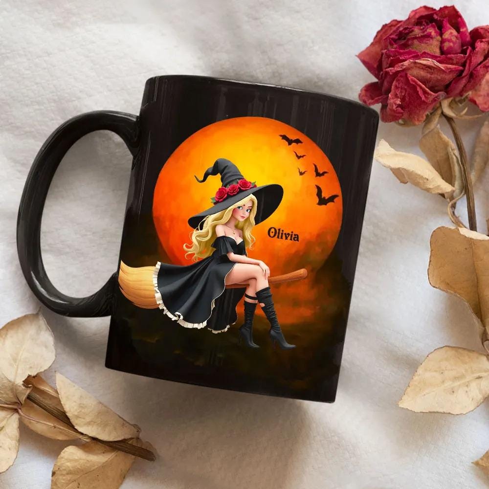 Brewing Up A Wicked Spell Mug, Personalized Witch Coffee Mug, Spooky Halloween Mug, Witchy Gift for Women, Custom Fall Drinkware