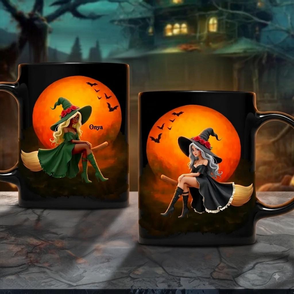 Brewing Up A Wicked Spell Mug, Personalized Witch Coffee Mug, Spooky Halloween Mug, Witchy Gift for Women, Custom Fall Drinkware