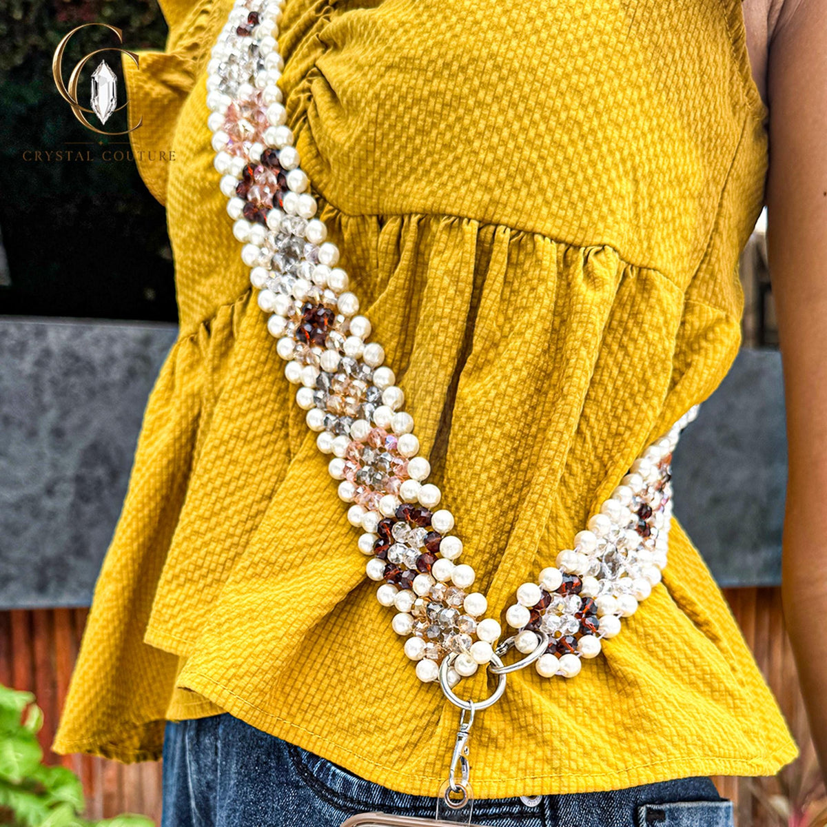 Glass Crystal Phone Strap Faux Pearl Beaded Chain Crossbody Shoulder Lanyard 125cm Accessory Gift