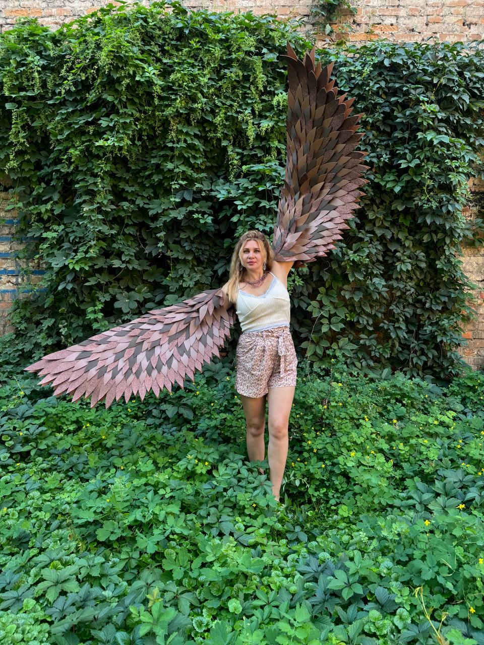 Brown Owl Wings Hand Costume | Large Bird Wings for Women Men | Woodland Halloween Cosplay | Fantasy Owl Costume Wings