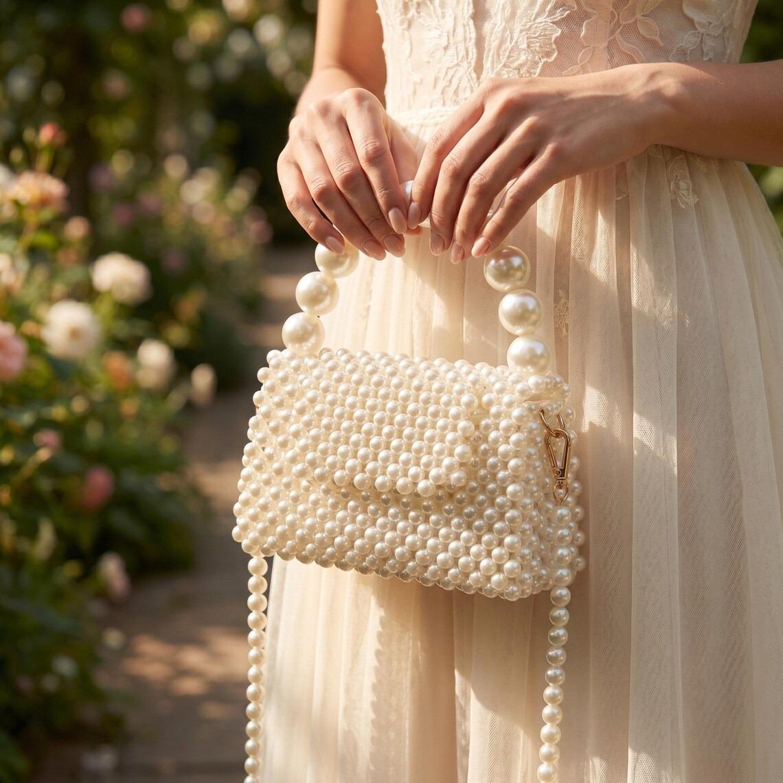 Pearl Beaded Handbag Wedding Clutch Purse Bridal Evening Shoulder Bag Luxury Gift Elegant Accessory