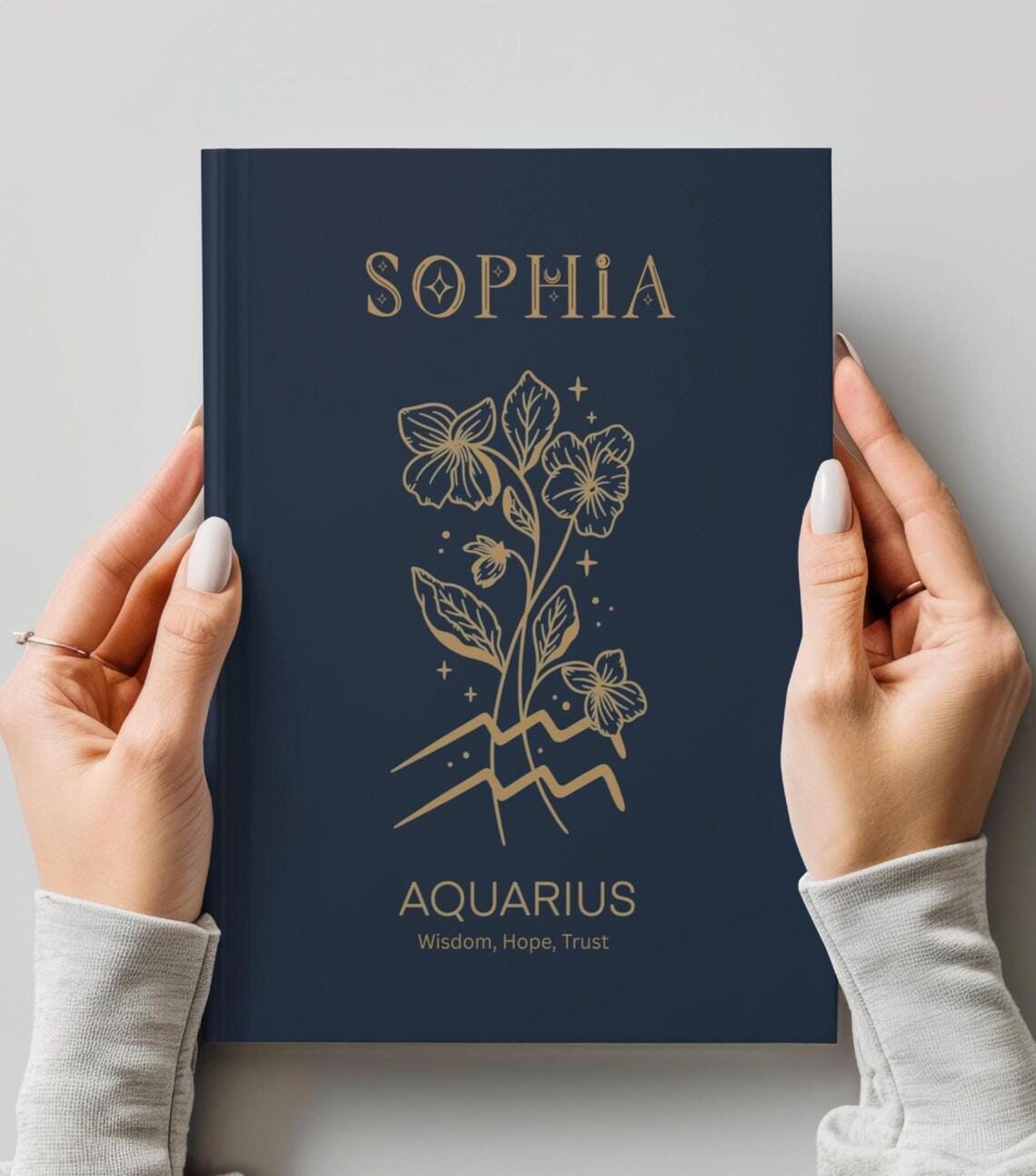 Custom Zodiac Birth Flower Journal, Virgo Leo Libra Personalized Notebook, Astrology Gift, Birthday Keepsake, Floral Zodiac Journal