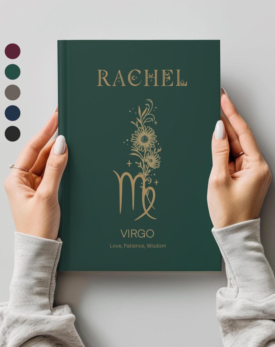 Custom Zodiac Birth Flower Journal, Virgo Leo Libra Personalized Notebook, Astrology Gift, Birthday Keepsake, Floral Zodiac Journal