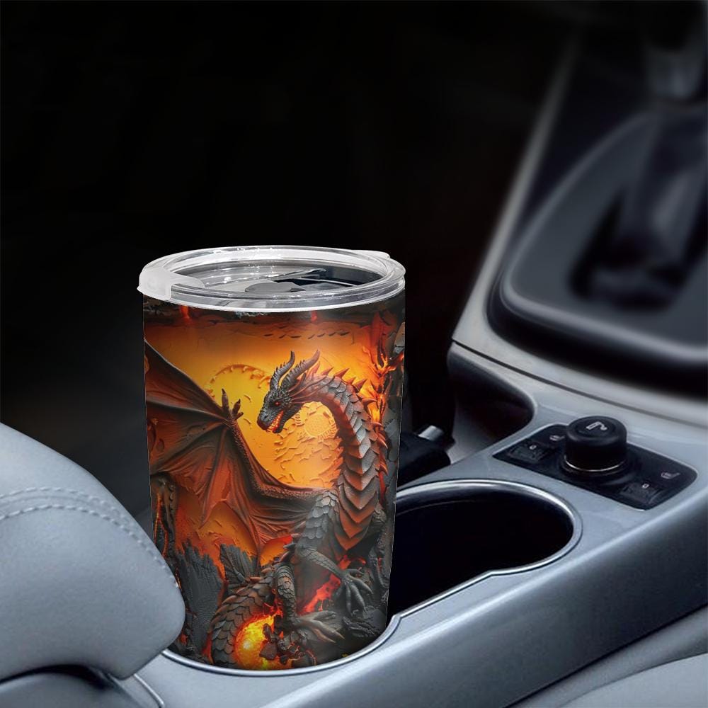 Personalized Dragon Tumbler, Fantasy RPG Coffee Cup, Dungeon Adventure Gift, Dragon Lover Drinkware, Nerd Gamer Gift