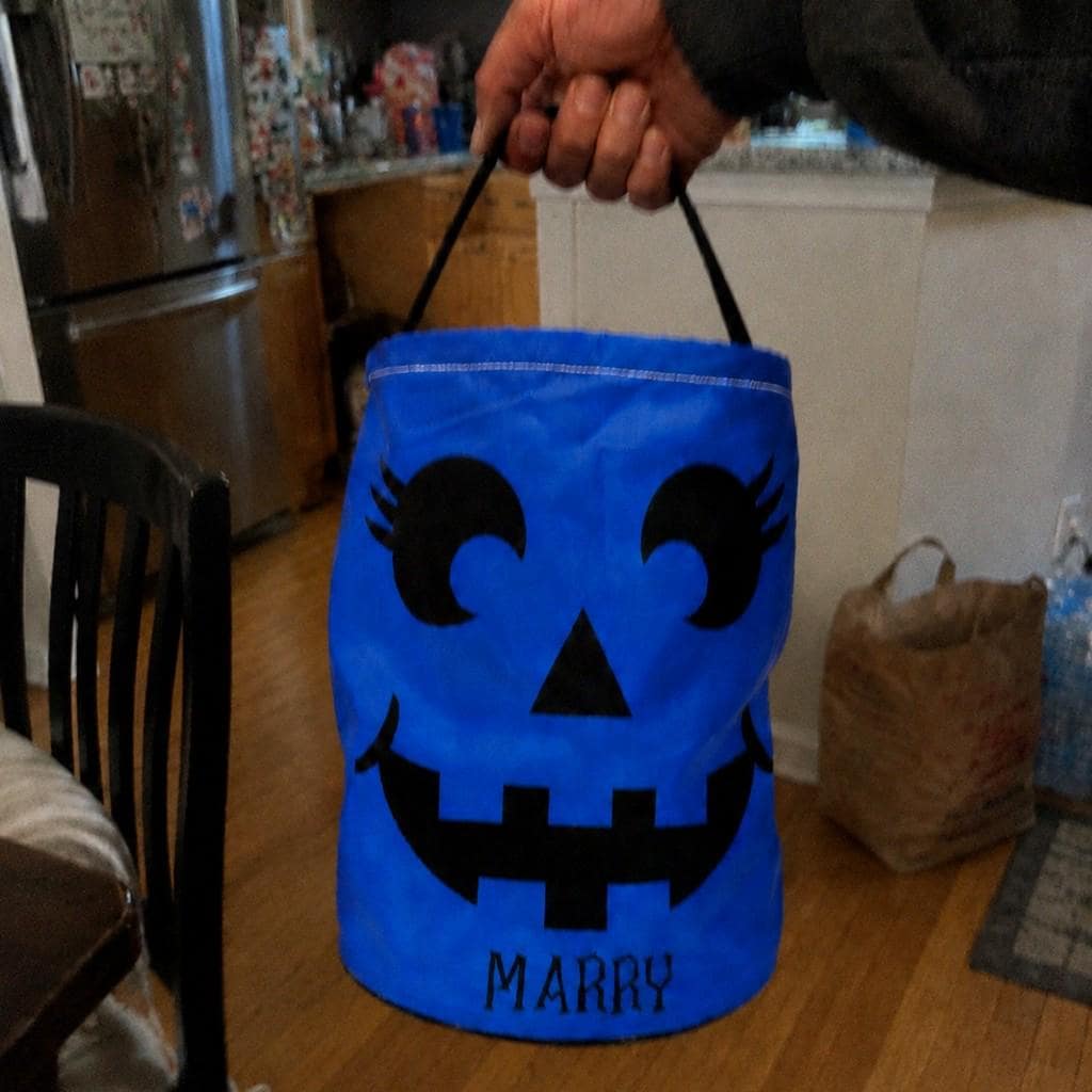 Personalized Trick or Treat Bag, Halloween Ghost Candy Bucket, Custom Name Halloween Basket, Pumpkin Face Treat Bag, Kids Halloween Gift