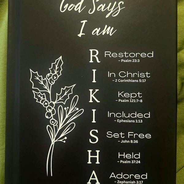 Personalized Christian Journal, Custom Name Bible Verse Notebook, God Says You Are Scripture Gift