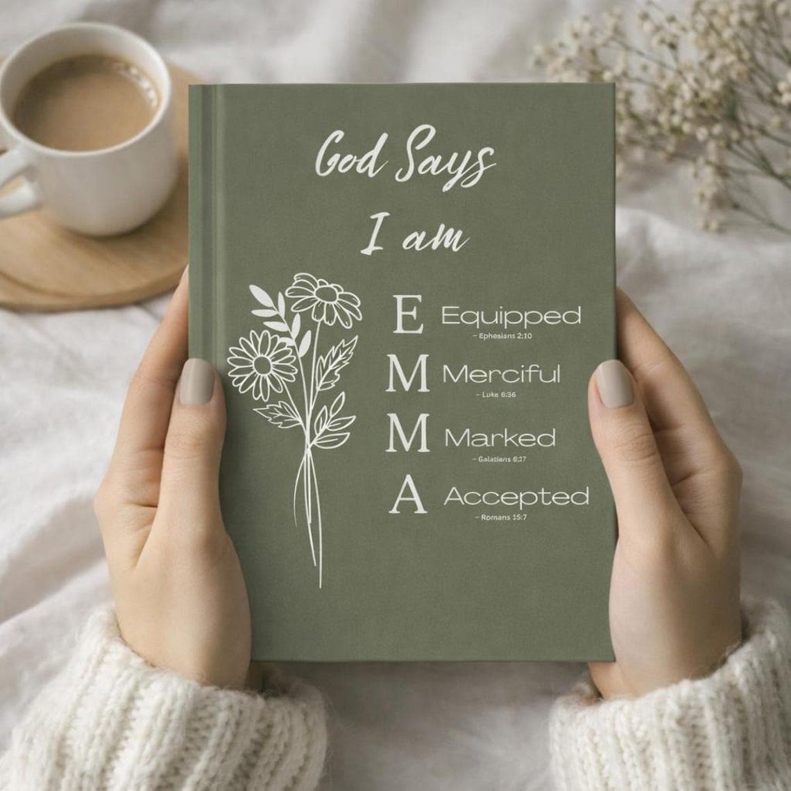 Personalized Christian Journal, Custom Name Bible Verse Notebook, God Says You Are Scripture Gift