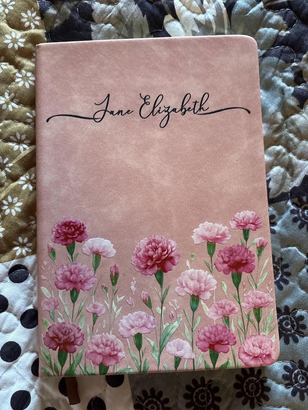 Personalized Birth Flower Leather Journal, Custom Name Floral Notebook for Her, Wife, Daughter, Sister, Gratitude Journal, Christmas Gift