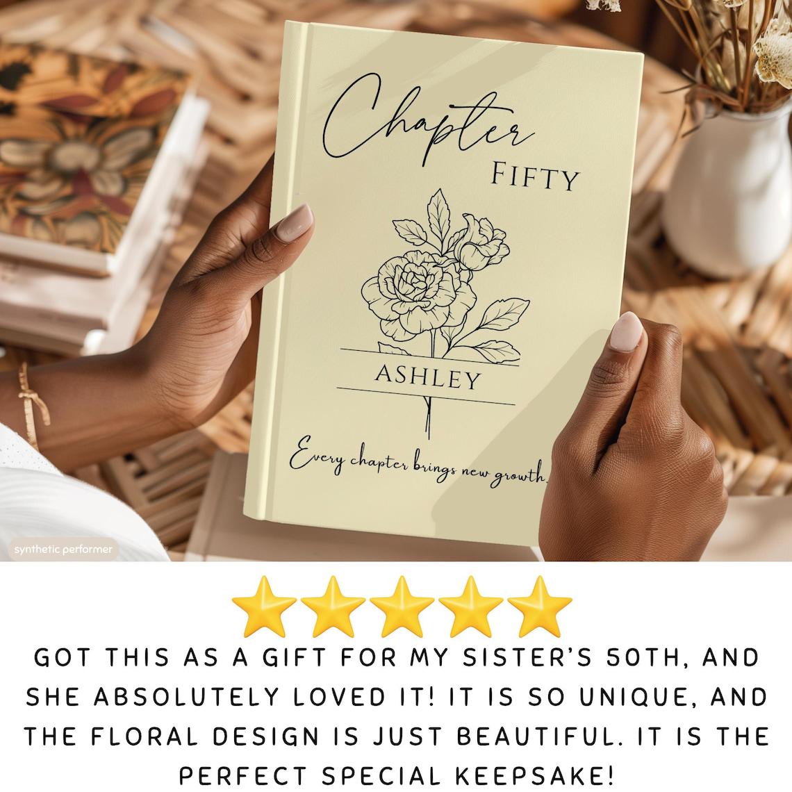Personalized Birthday Flower Journal, Custom Age Chapter Notebook, Birth Month Flower Gratitude Journal, Name Gift for Her,
