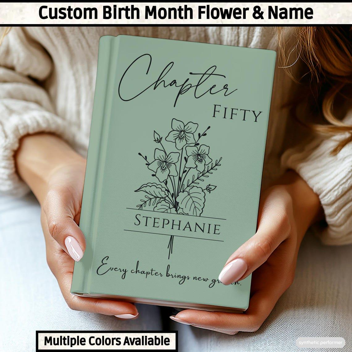 Personalized Birthday Flower Journal, Custom Age Chapter Notebook, Birth Month Flower Gratitude Journal, Name Gift for Her,