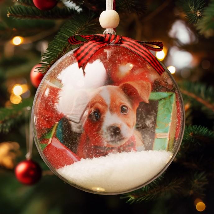 Personalized Photo Christmas Bauble, Custom Family Ornament, Clear Snow Globe Ornament, Christmas Keepsake Gift for Mom Dad Kids Grandparent