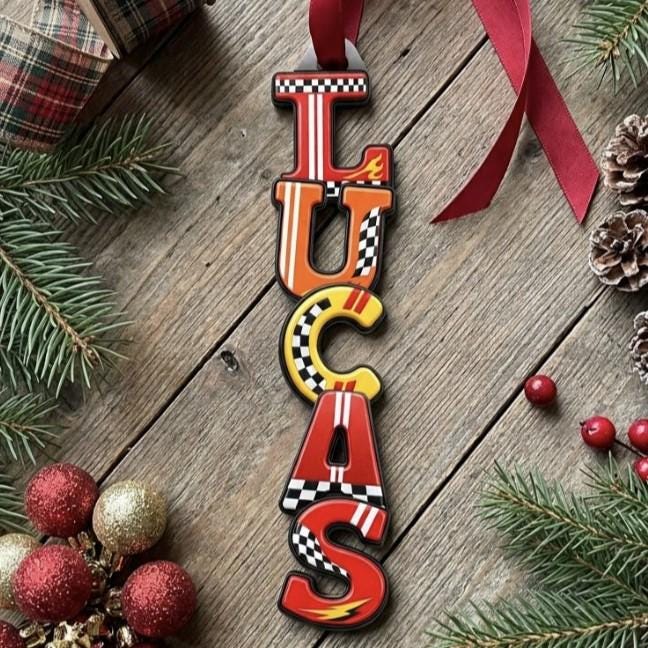 Personalized Sports Letter Ornament, Custom Name Christmas Decoration, Wooden Sports Gift for Kids, Athletes, Fans and Sports Lovers