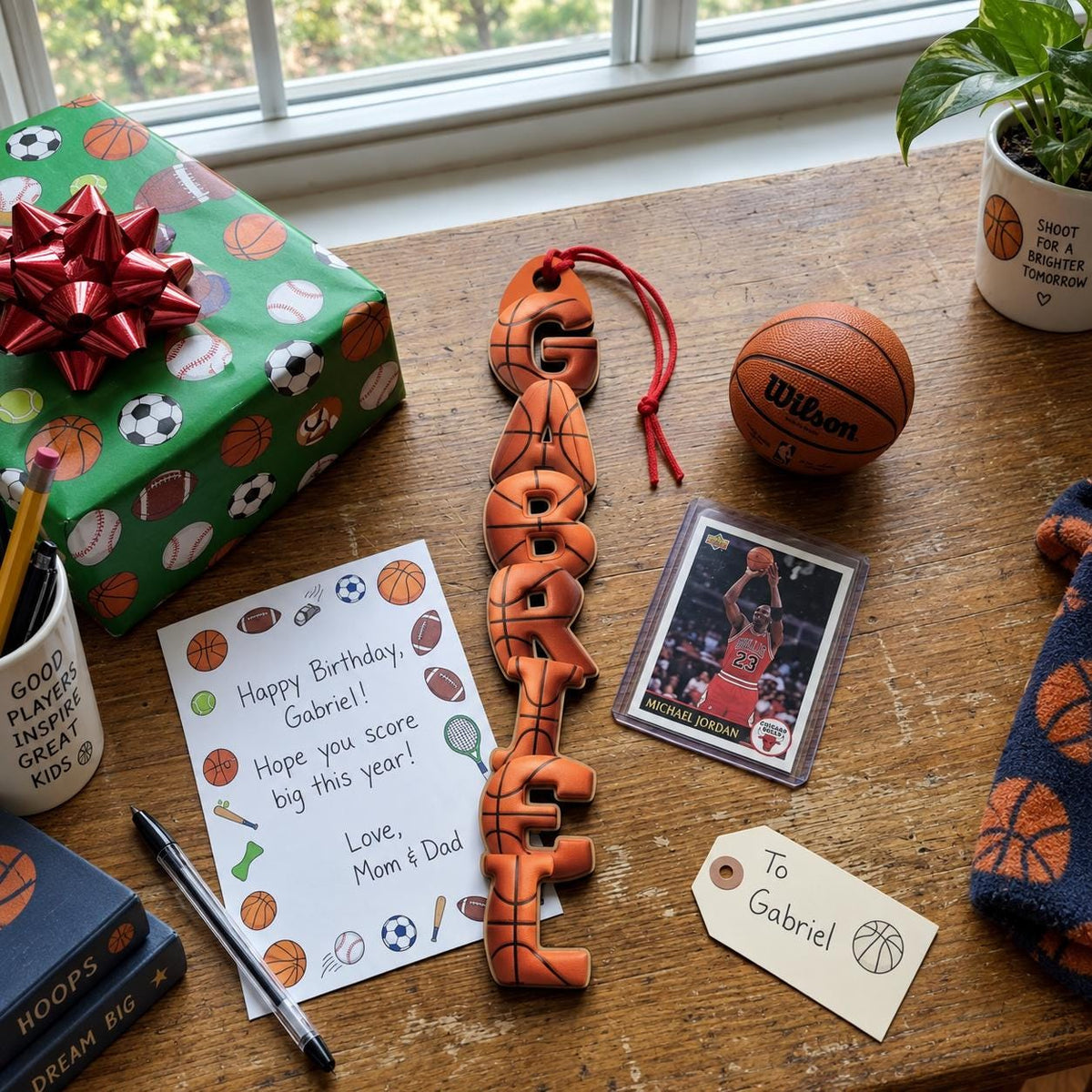 Personalized Sports Letter Ornament, Custom Name Christmas Decoration, Wooden Sports Gift for Kids, Athletes, Fans and Sports Lovers